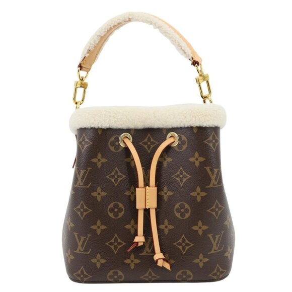 Louis Vuitton Neonoe BB Monogram Shearling Trimmed Bucket Bag Brown - Picture 1 of 9